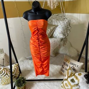 Orange Tube ruffled dress or long skirt size M